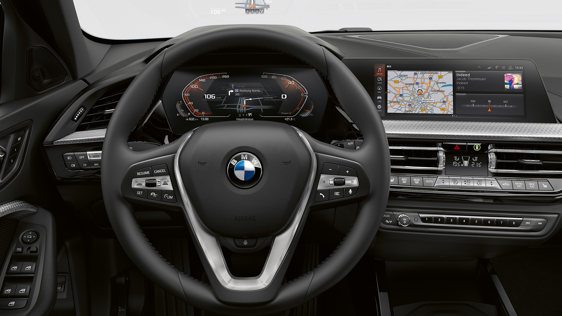 Sport kožni volan. BMW serije 1 Model Luxury Line, kabina sa Sport kožnim volanom.