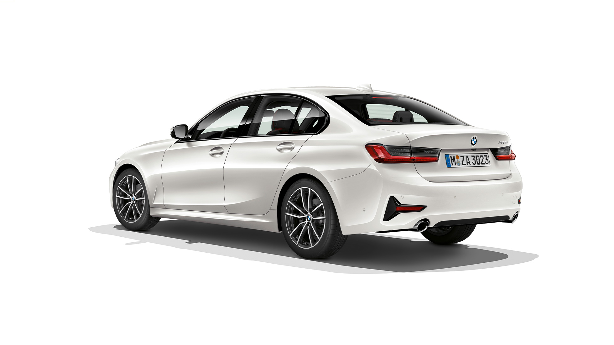 BMW Serije 3 Sedan, Model Sport Line pozadi. Tročetvrtinski zadnji snimak modela BMW Serije 3 Sedan sa elementima Model Sport Line.