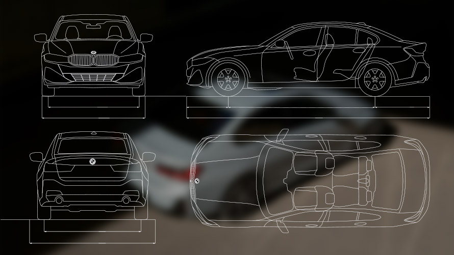 BMW Serija 3 Limuzina LCI G20 ilustracija sa tehničkim podacima BMW Serija 3 Limuzina LCI G20 ilustracija sa tehničkim podacima