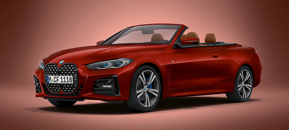 BMW kabriolet serije 4 G23 2020 BMW Individual Aventurin Red metalik BMW kabriolet serije 4 G23 2020 BMW Individual Aventurin Red metalik parkiran