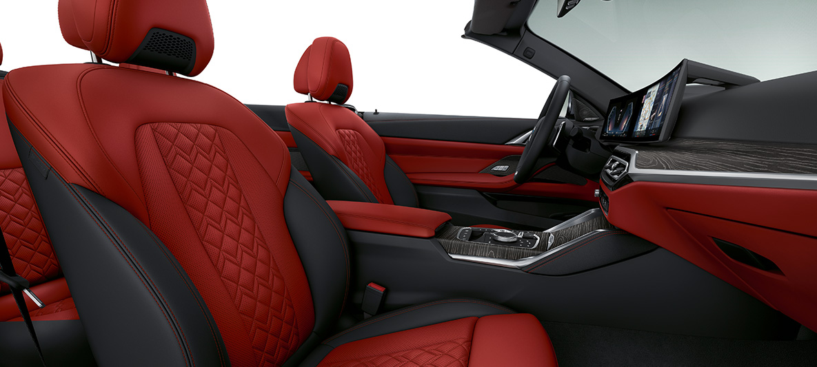 BMW Individual kožne obloge 'Merino' Fiona Red/Black BMW kabriolet serija 4 Individual 2020 G23 enterijer BMW Individual kožne obloge 'Merino' Fiona Red/Black BMW kabriolet serija 4 Individual G23 2020 enterijer