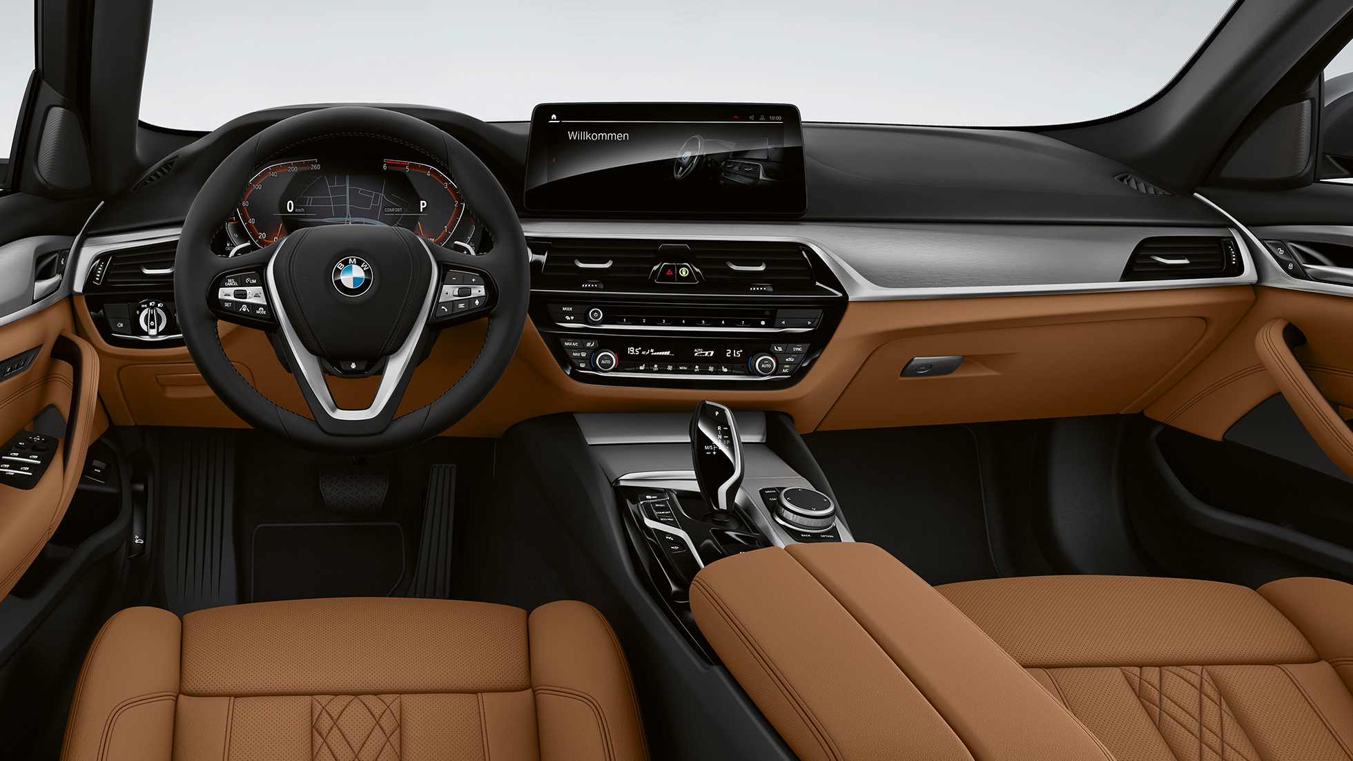 Kokpit BMW Serija 5 Sedan G30 Osnovna oprema Kokpit BMW Serija 5 Sedan 540i G30 2020 Osnovna oprema Sensatec Cognac untutrašnjost