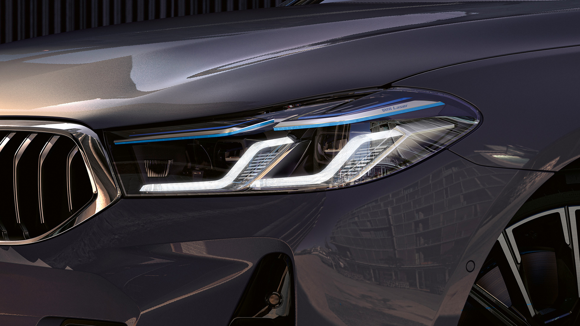 BMW Laserlicht BMW Serije 6 Gran Turismo G32 2020 BMW Laserlicht vozila BMW Serije 6 Gran Turismo 640i xDrive G32 2020 Bernina Grey prednja strana izbliza