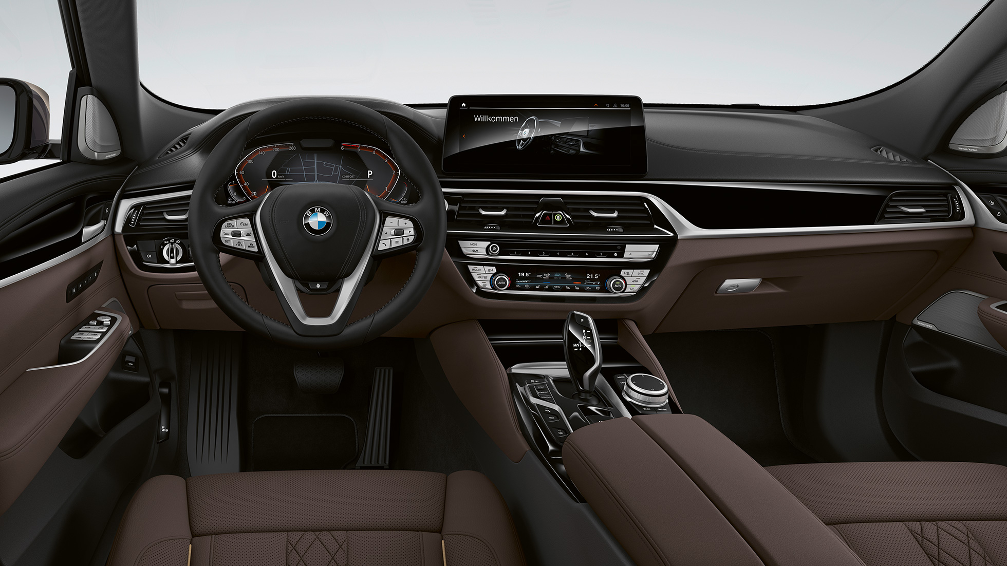 Kabina BMW Serije 6 Gran Turismo Luxury Line G32 2020 BMW Serije 6 Gran Turismo G32 640d xDrive 2020 Luxury Line ekskluzivna koža „Nappa“ Mokka enterijer