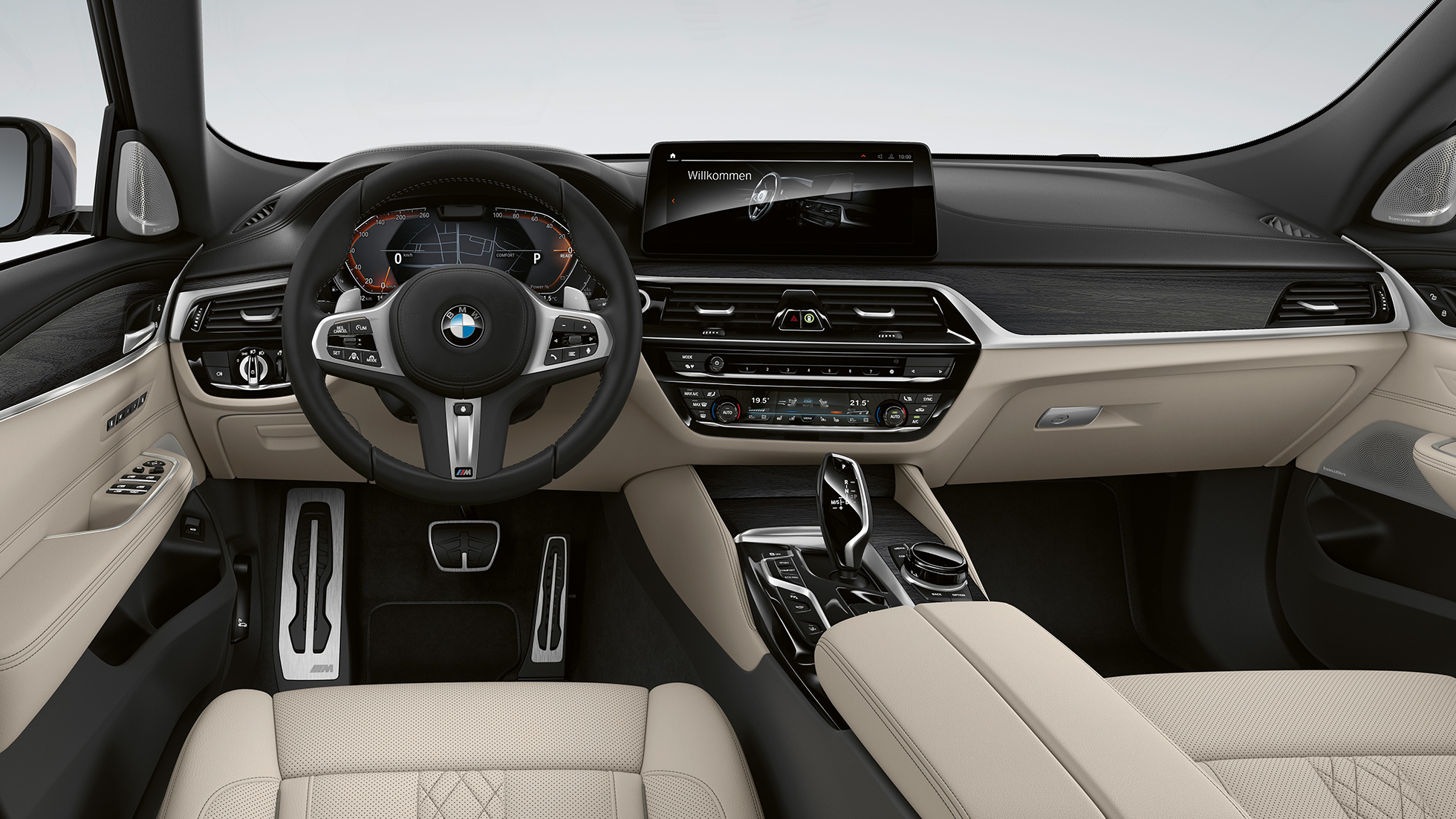 Kabina BMW Serije 6 Gran Turismo M Sport paket G32 2020 BMW Serije 6 Gran Turismo G32 640i xDrive 2020 M Sport paket koža „Nappa“ Ivory White enterijer