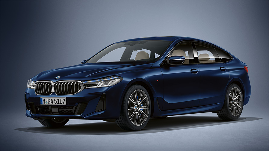 BMW Individual završna boja Tansanite plave metalik boje BMW Serija 6 Gran Turismo G32 2020 tročetvrtinski prednji prikaz nepomičnog vozila