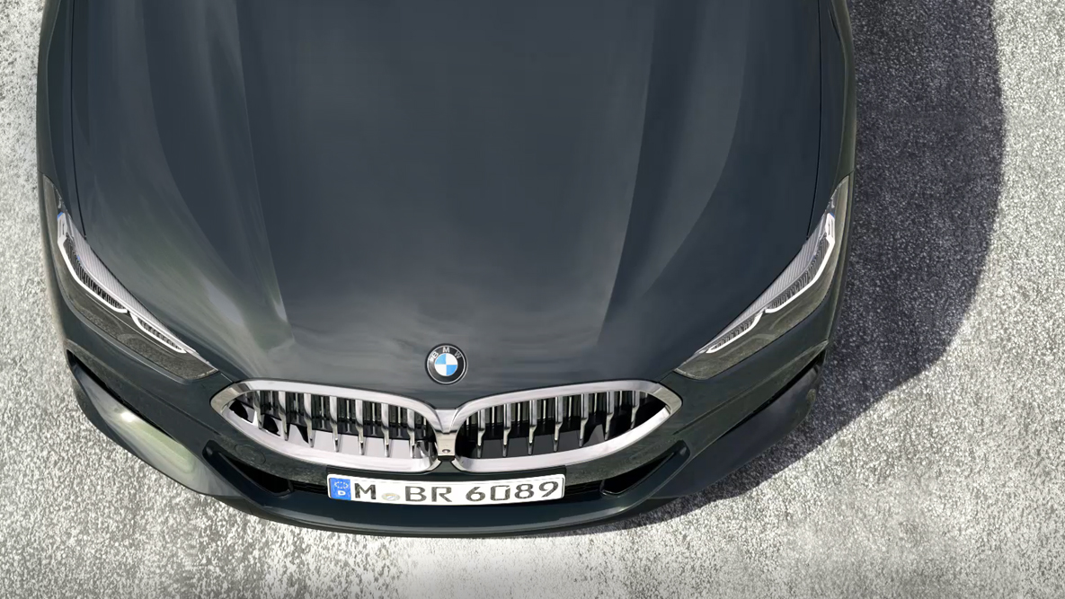 BMW M850i xDrive,ptičja perspektiva spreda, BMW TwinPower Turbo 8-cilindarski benzinski motor. BMW M850i xDrive,ptičja perspektiva spreda, BMW TwinPower Turbo 8-cilindarski benzinski motor.
