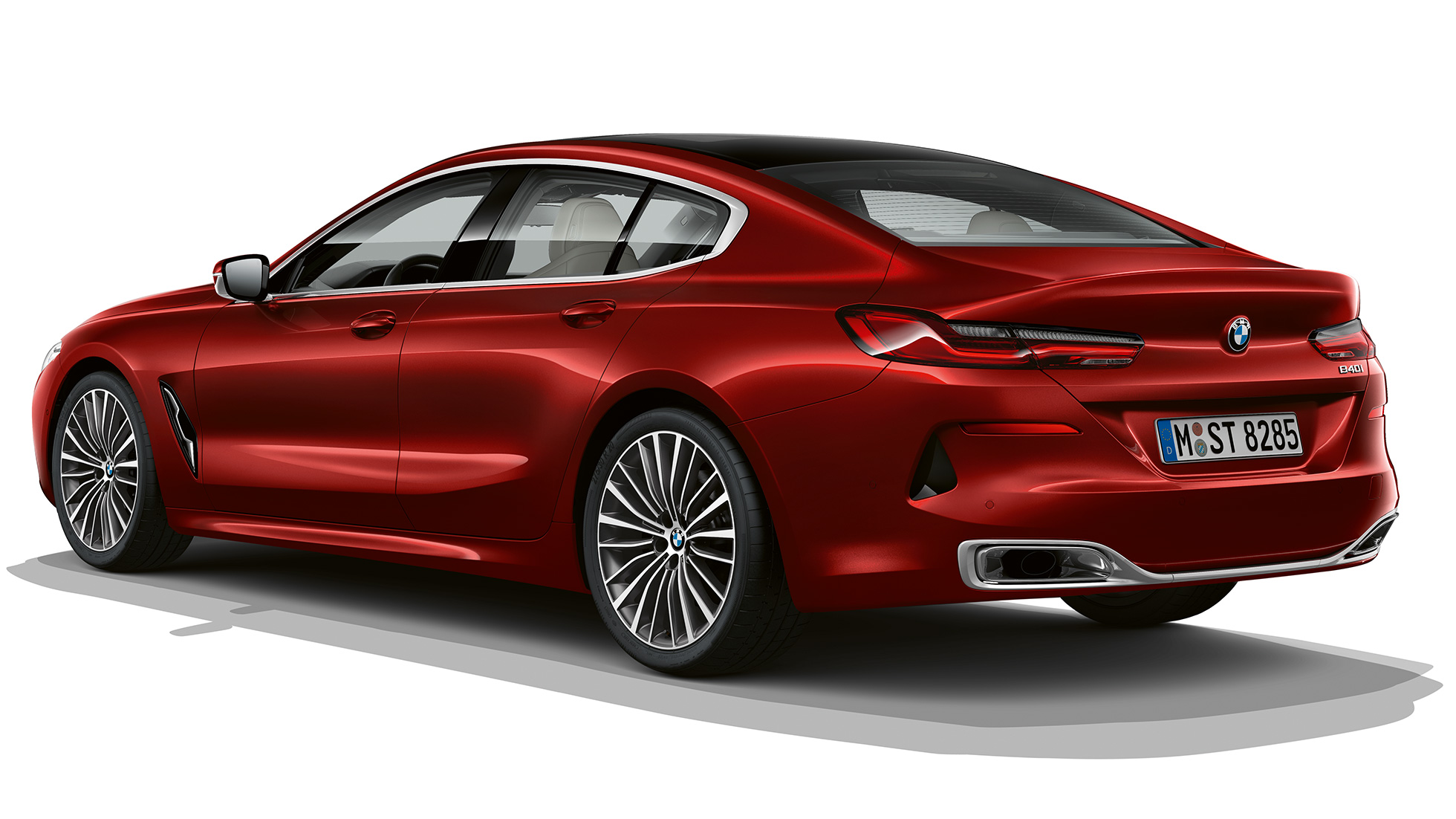 Osnovni model tročetvrtinski snimak otpozadi BMW serije 8 Gran Coupé, osnovni model tročetvrtinski snimak otpozadi