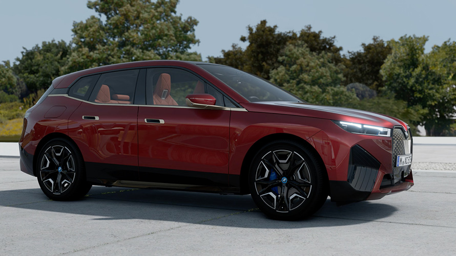 BMW iX i20 2021 električni SUV spoljašnjost Aventurin Red