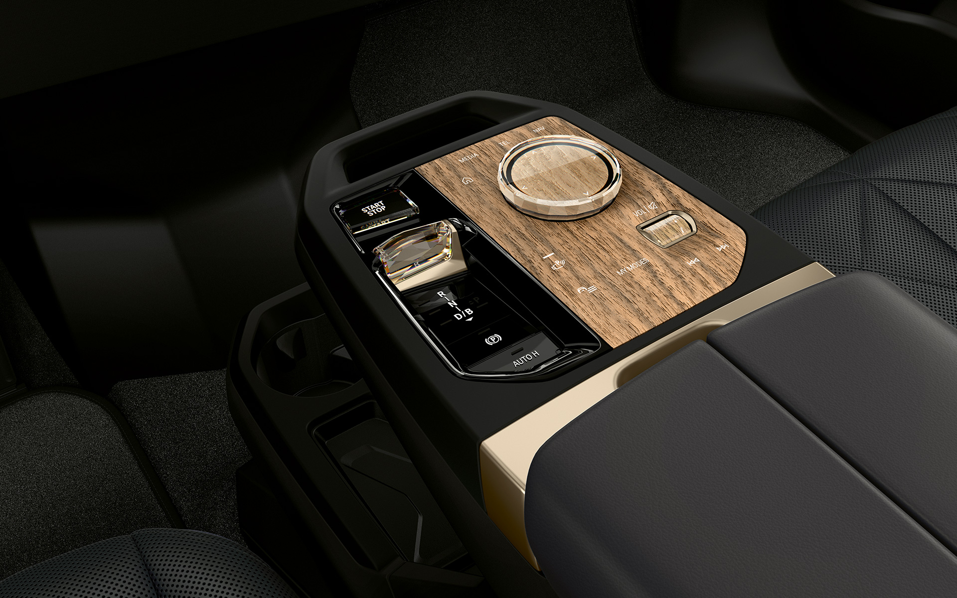 Centralna konzola sa Start/Stop dugmetom i BMW kontrolerom BMW iX M60 i20 2022 električni SUV BMW iX M60 i20 električni SUV Centralna konzola sa Start/Stop dugmetom i BMW kontrolerom unutrašnjost
