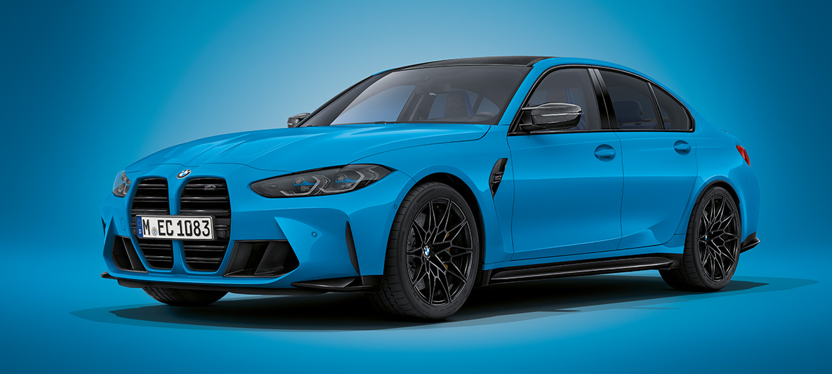 BMW Individual Oxide Grey metalizirani BMW M3 Sedan G80 2020 BMW M3 Sedan BMW Individual Oxide Grey metalizirani G80 2020 tročetvrtinski pogled spreda dok stoji