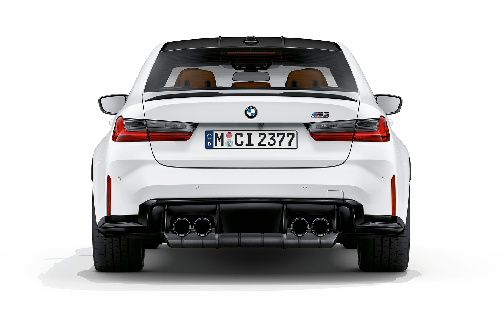 BMW M3 Competition G80 2020 Frozen Brilliant bele metalik boje zadnji prikaz