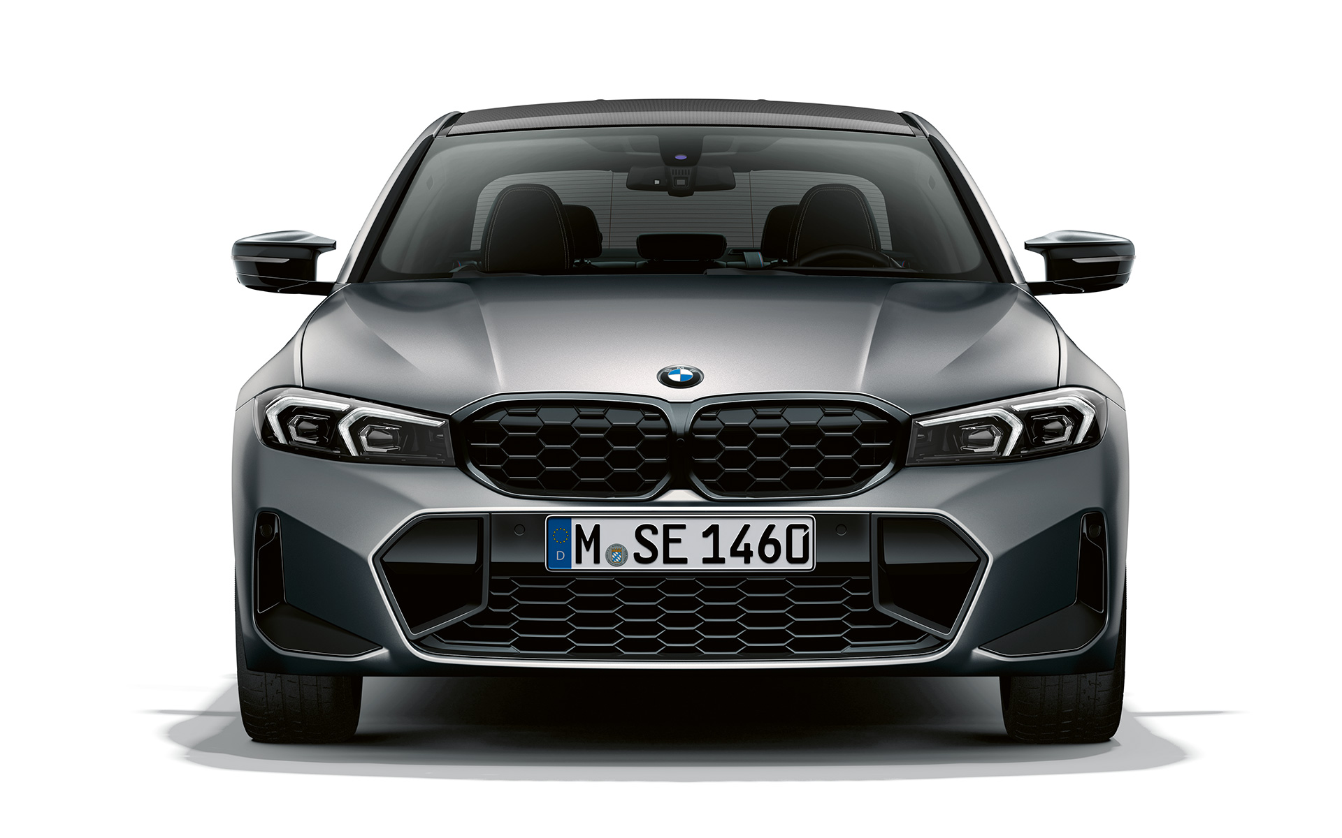 Prednji prikaz BMW prednja rešetka sa grumenčićima BMW M340i xDrive Sedan G20 BMW M340i xDrive Sedan G20 BMW Individual Frozen Pure sive metalik boje prednji prikaz sa BMW prednjom rešetkom