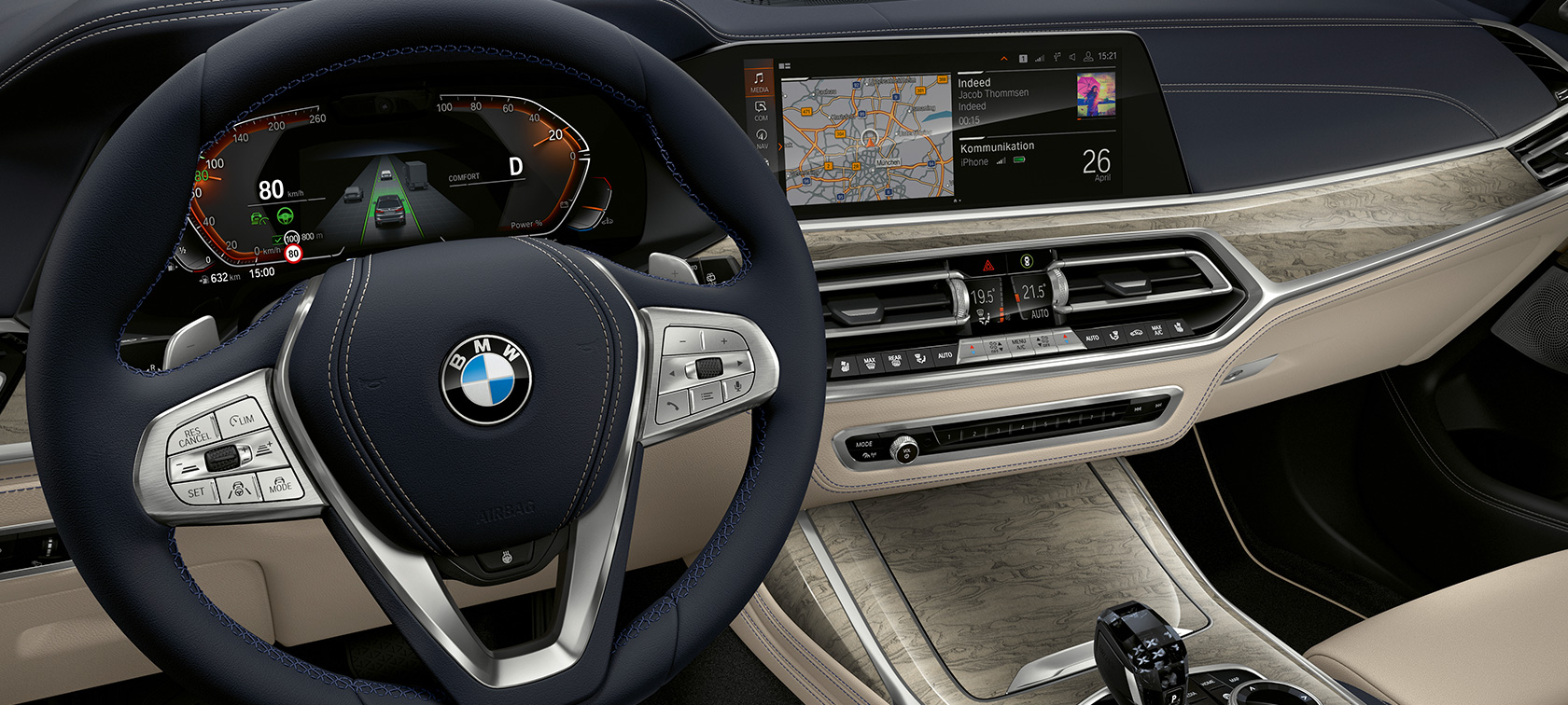 BMW X7 inovativni elementi BMW X7 kabina sa fokusom na grupi instrumenata i tabli vozača