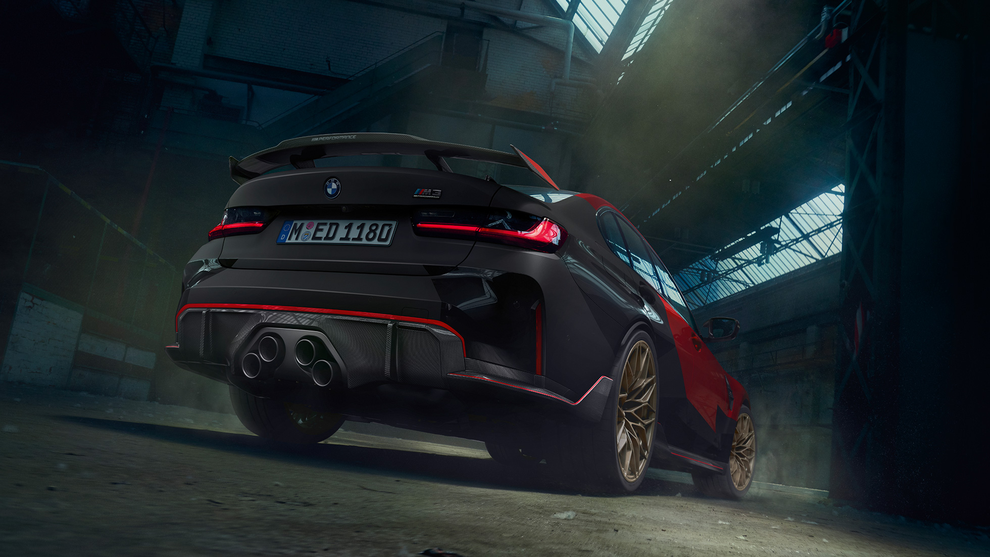 BMW M3 G80 tročetvrtinski stražnji prikaz BMW M Performance delovi BMW M3 G80 tročetvrtinski stražnji prikaz